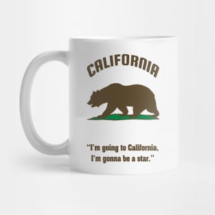 Bear Flag, Flag of California, Grizzly bear, “I’m going to California, I’m gonna be a star.” Mug